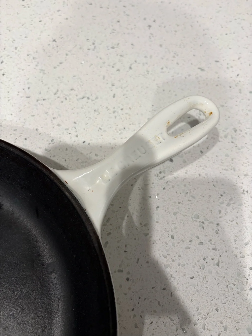 Le Creuset 26 10.25 White Cast Iron Skillet - Black Interior